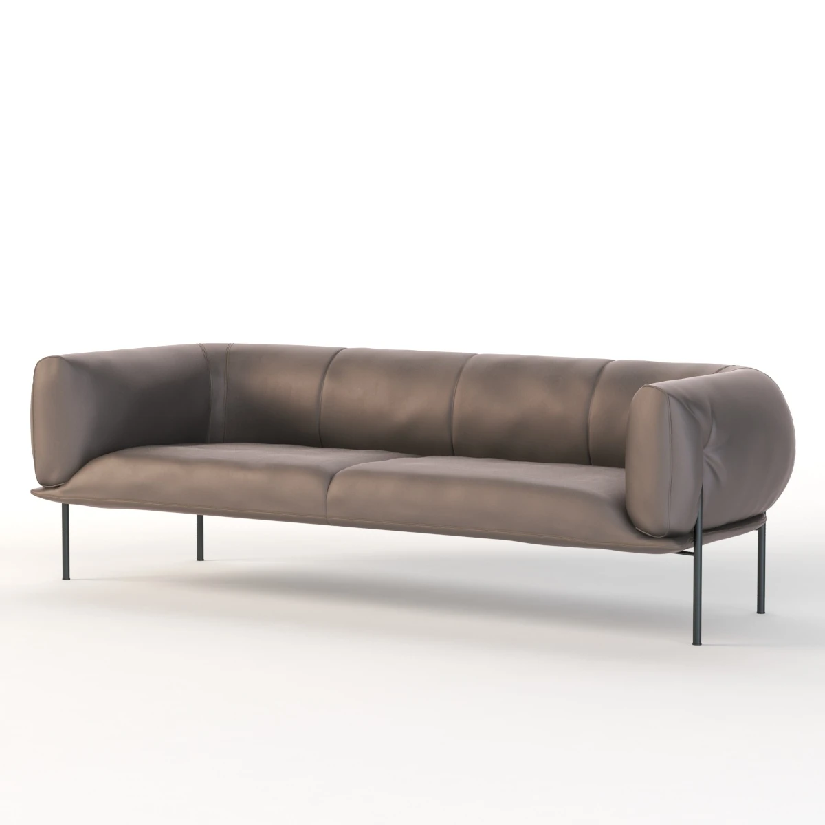 Rondo Leather Lounge Three Seater Sofa By Lucy Kurrein 3D Model_01